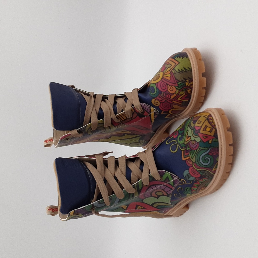 Goby Anthropologie Floral biker boots women 40 vegan leather boho Y2K fairy